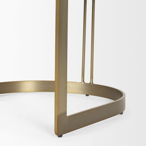 Mercana Hollyfield Premium Dining Chair - Elegant Brown Leather with Sculptural Gold Iron Frame Design 50413V