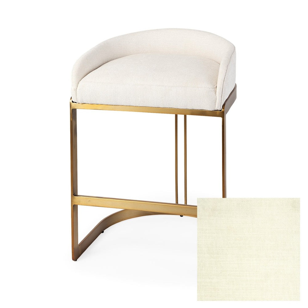 Mercana Hollyfield Stylish Cream Upholstered Stool with Elegant Gold Base for Modern Kitchen Seating Comfort 69452V