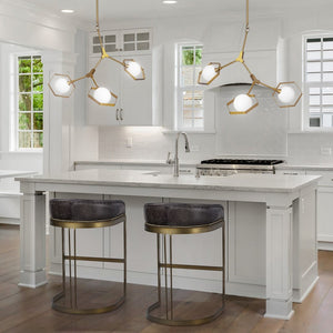 Mercana Hollyfield Luxe Leather Seat with Stylish Metal Base - Perfect for Modern Kitchen or Home Bar Setup VN Black Leather | Antiqued Gold  Metal | Counter 67079V