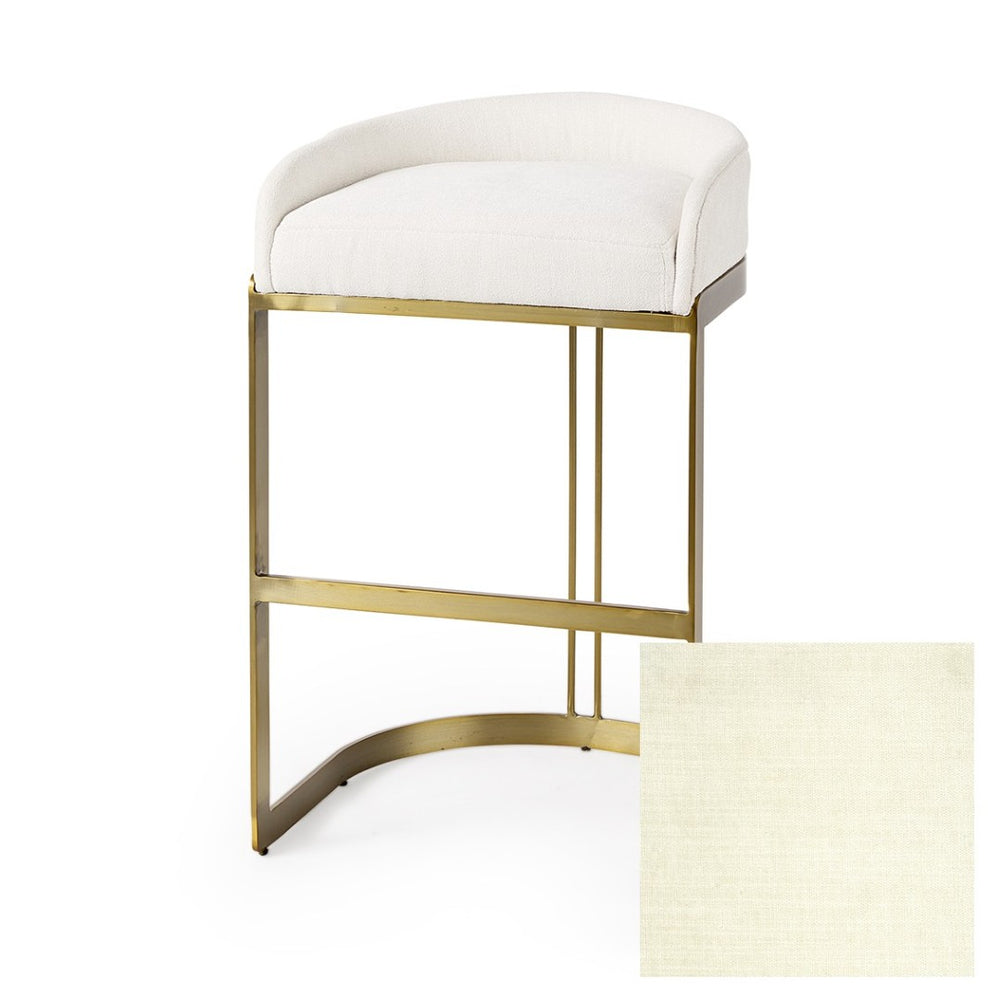Mercana Hollyfield Modern Luxe Low-Back Stool with Plush Cream Upholstery for Stylish Home and Bar Use 69456V