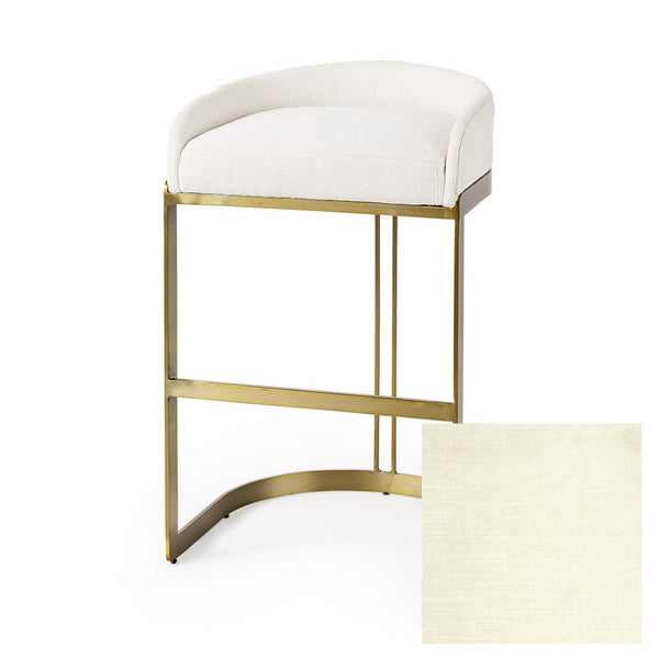 Mercana Hollyfield Modern Luxe Low-Back Stool with Plush Cream Upholstery for Stylish Home and Bar Use 69456V