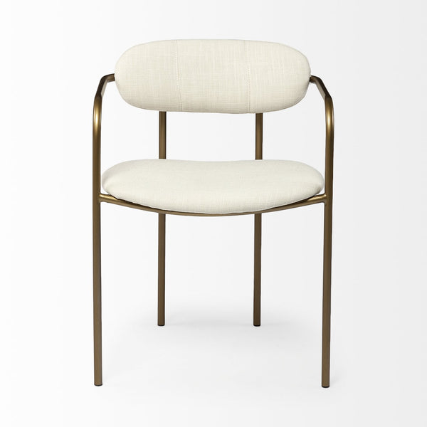 Mercana Parker Cream Fabric Dining Chair With Gold Metal Frame – Modern Comfort & Sophisticated Style Cream Metal 68310v