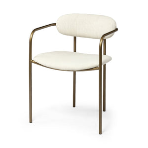Mercana Parker Modern Sculptural Dining Chair with Curved Backrest for Elegant Spaces and Versatile Use VN Cream Fabric | Gold Metal 68310V