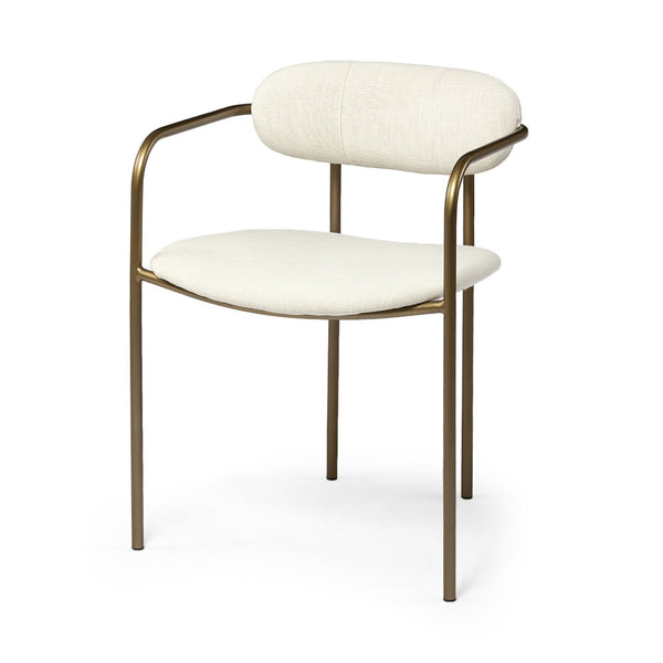 Mercana Parker Modern Sculptural Dining Chair with Curved Backrest for Elegant Spaces and Versatile Use VN Cream Fabric | Gold Metal 68310V