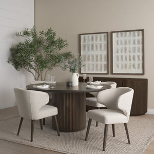 Mercana Terra Dining Table: Sculptural Round Design in Rich Mango Wood for Modern Dining & Entertaining 60" Dk Brown Wood Top | Dk Brown Wood Base 69873-AB