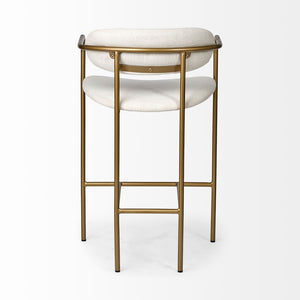 Mercana Parker Stylish Cream Upholstered Stool with Elegant Gold Frame for Modern Home Décor and Comfort 68562V