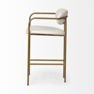 Mercana Parker Stylish Cream Upholstered Stool with Elegant Gold Frame for Modern Home Décor and Comfort 68562V