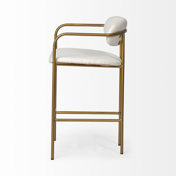 Mercana Parker Stylish Cream Upholstered Stool with Elegant Gold Frame for Modern Home Décor and Comfort 68562V