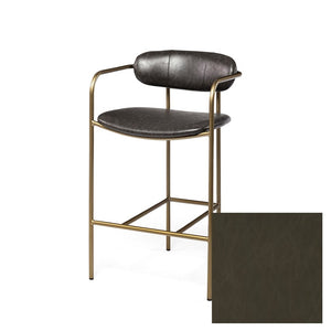 Mercana Parker Modern Leather Seat Stool with Luxe Gold Frame for Stylish Kitchen and Bar Seating Solutions 69362V