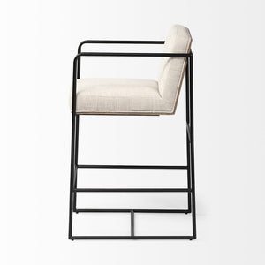 Mercana Stamford 36.5" Upholstered Stool with Wood Accent Back, Sturdy Frame for Modern Dining Spaces 68764V