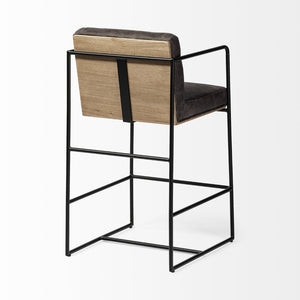 Mercana Stamford Elegant Leather Seat Stool with Wood Back and Sturdy Metal Frame for Modern Interiors 68763V