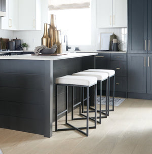 Mercana Frodo Contemporary Stool - Cream Upholstered Seat with Sturdy Iron Base for Stylish Home Decor 68444V