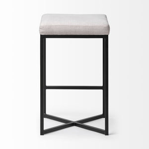 Mercana Frodo Contemporary Stool - Cream Upholstered Seat with Sturdy Iron Base for Stylish Home Decor 68444V