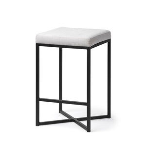 Mercana Frodo Contemporary Stool - Cream Upholstered Seat with Sturdy Iron Base for Stylish Home Decor 68444V