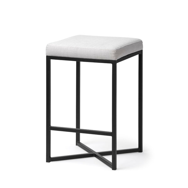 Mercana Frodo Contemporary Stool - Cream Upholstered Seat with Sturdy Iron Base for Stylish Home Decor 68444V