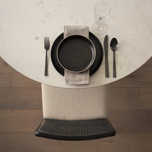 Mercana Clara Light Brown Beech Wood Dining Chair with Cream Seat and Cane Back for Elegant Comfort VN Cream Fabric |Black Wood (Side Chair) 69350V