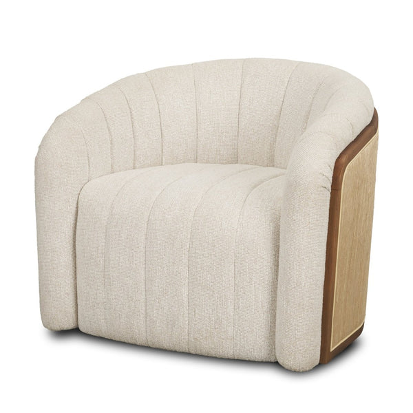 Mercana Fonda Elegant Barrel-Style Accent Chair with Seashell Back for Coastal Chic Living Spaces and Comfort 71202-AB