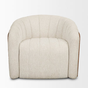Mercana Fonda Cream Fabric Barrel Swivel Accent Chair With Textured Natural Jute Back For Elegant Decor Cream Fabric 71202-ab