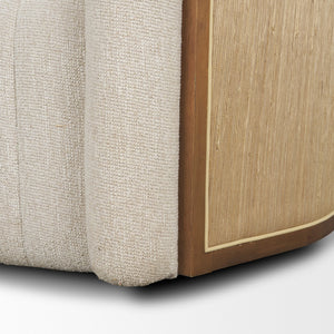 Mercana Fonda Cream Fabric Barrel Swivel Accent Chair With Textured Natural Jute Back For Elegant Decor Cream Fabric 71202-ab