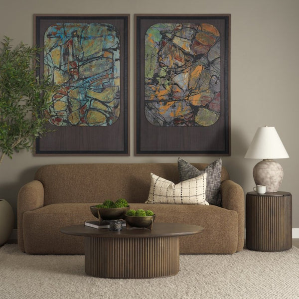 Mercana Saga Plush Textured Brown Sofa - Timeless Comfort with Soft Curves for Cozy Living Spaces 71196