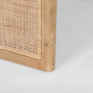 Mercana Grier Dining Table - Elegant Solid Mango Wood with Cane Detailing for Modern and Transitional Spaces 84" Lt Brown Wood Top | Lt Brown Wood w/Cane Legs 69905