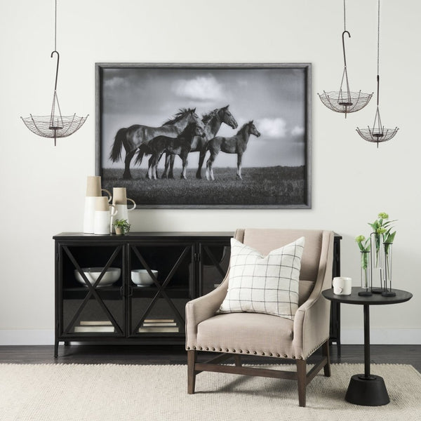 Mercana Rihanna Inverted Umbrella Candle Holder Lantern – Stylish Metal Pendant for Modern Home Décor Black Metal | 42H 67042