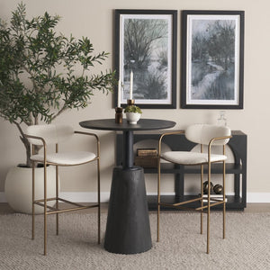 Mercana Parker Counter Stool – Stylish Upholstered Seating with Industrial Metal Frame for Modern Spaces Cream Fabric | Gold Metal | Bar 68564