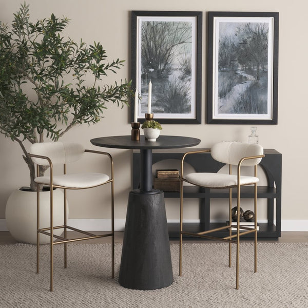 Mercana Parker Counter Stool – Stylish Upholstered Seating with Industrial Metal Frame for Modern Spaces Cream Fabric | Gold Metal | Bar 68564