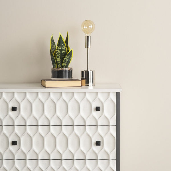 Mercana Mooney I Shade-less Table Lamp – Minimalist Gold Metal Design for Modern Urban Interiors Metallic-Silver Metal 65418