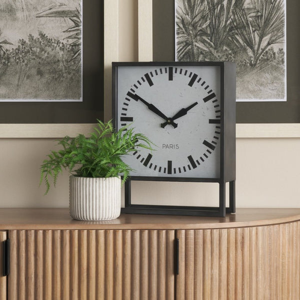 Mercana Felix Industrial Square Table Clock – Timeless Charm for Modern Spaces with Easy Readability and Style 68082