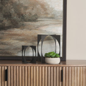 Mercana Lima Modern Geometric Decorative Object in Dark Gunmetal Finish for Sophisticated Home Accents Gray Metal | 6H 69249