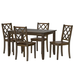 English Elm Wallace & Bay - Brown Transitional 5-Piece Dining Table Set in Bitters Brown Engineered Wood, Easy-Care Style, 48" Table B2709P212263