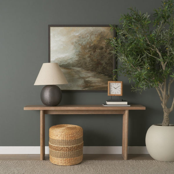 Mercana Maya Handcrafted Seagrass Pouf – Versatile Accent for Seating, Footrest, or Table in Warm Tones Brown Seagrass | Round | 18W 69577