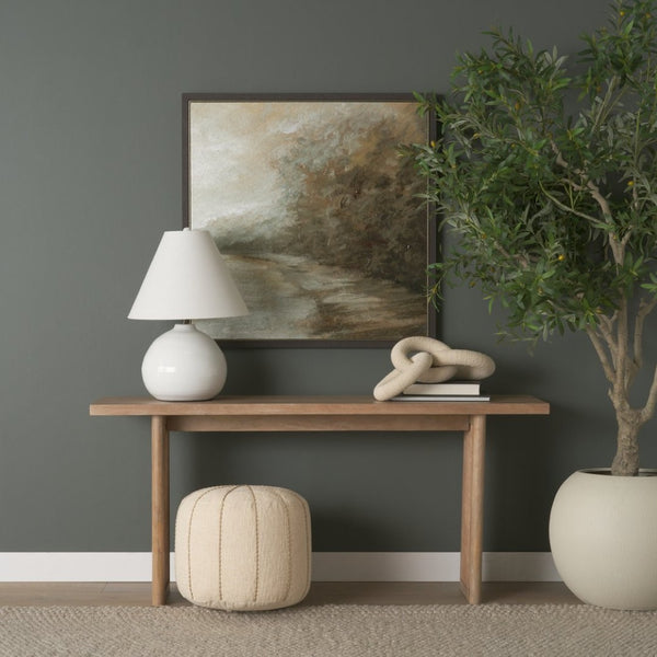 Mercana Sachi Handcrafted Textured Pouf with Stitched Taupe Design for Versatile Home Decor Solutions 70761