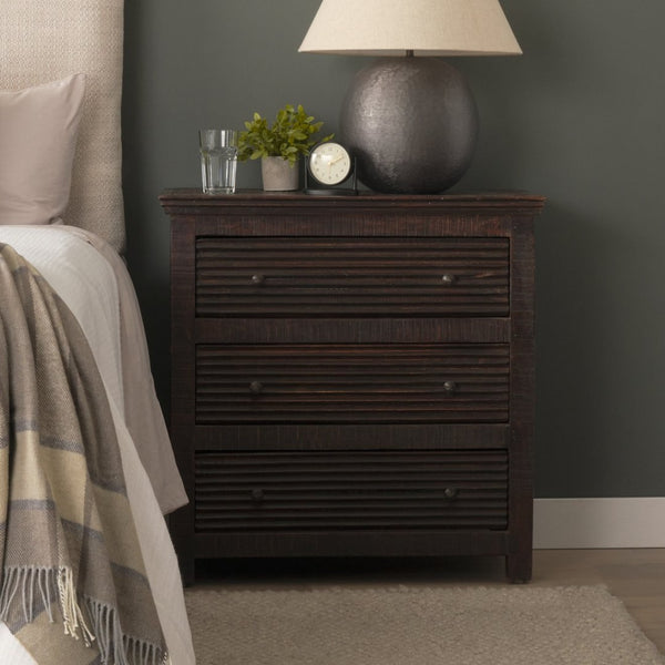 Mercana Rhett Handcrafted 3-Drawer Accent Cabinet with Rustic Charm and Vintage Iron Hardware for Storage 71210