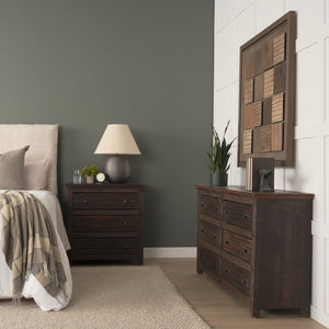 Mercana Rhett Handcrafted 6-Drawer Cabinet - Rustic Charm with Vintage Iron Knobs for Timeless Style 71211