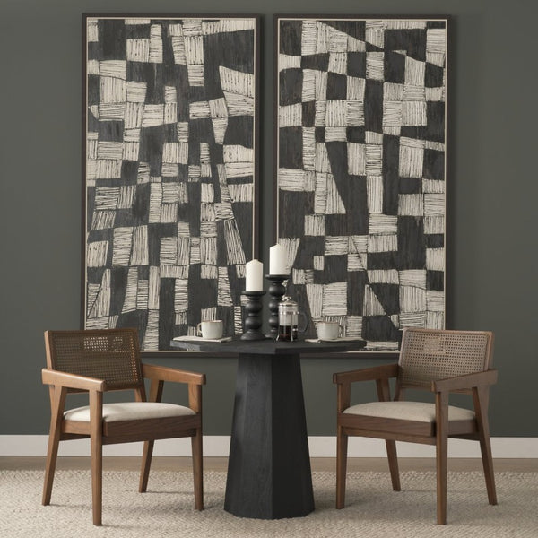 Mercana Reid Modern Mid-Century Armchair with Full-Grain Leather Seat and Handwoven Back for Stylish Comfort Cane | Brown Wood 71245