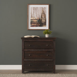 Mercana Rhett Handcrafted 3-Drawer Accent Cabinet with Rustic Charm and Vintage Iron Hardware for Storage 71210