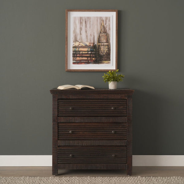 Mercana Rhett Handcrafted 3-Drawer Accent Cabinet with Rustic Charm and Vintage Iron Hardware for Storage 71210