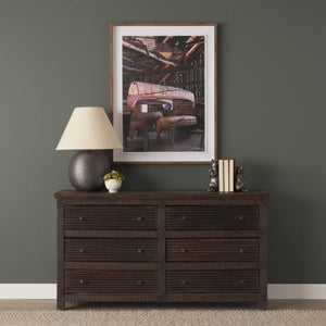 Mercana Rhett Handcrafted 6-Drawer Cabinet - Rustic Charm with Vintage Iron Knobs for Timeless Style 71211