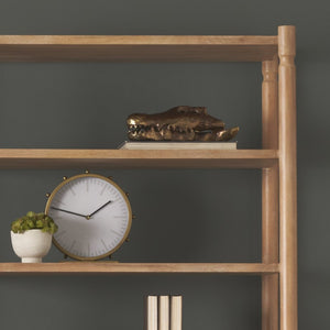 Mercana Marian Sculptural Table Clock - Rustic Metal Accent with Studded Design for Modern & Industrial Decor Gold Metal | Round 69482