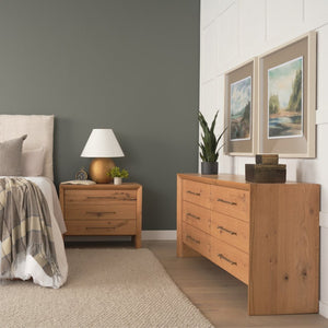 Mercana Belford 6-Drawer Dresser - Solid Oak Construction with Textured Finish for Stylish Bedroom Storage 71237