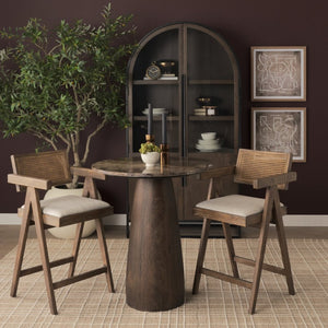 Mercana Indie Bar Stool with Cane Backrest – Modern Solid Ash Wood Design for Stylish Kitchen and Dining Spaces Medium Brown | Counter 70587