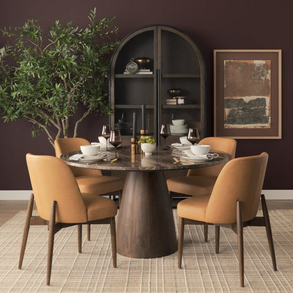 Mercana Abbie Sculpted Modern Dining Side Chair with Curved Back and Tapered Legs for Elegant Comfort 71248
