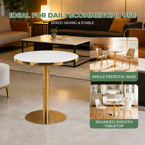 English Elm 31.5inch Tulip Pedestal Round Dining Table White Ceramic Top Mid-century Modern Seats Six W3766P436155