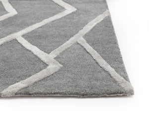 Sunpan ZIZI Hand-Tufted Grey Rug - 9' x 12' Soft Wool-Blend with Modern Pattern for Stylish Living Spaces 108741