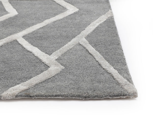 Sunpan ZIZI Hand-Tufted Grey Rug - 9' x 12' Soft Wool-Blend with Modern Pattern for Stylish Living Spaces 108741