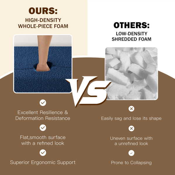 English Elm Modern Full Size Folding Sofa Bed with Teddy Fabric, Foam-Filled 15" Sleeper, 2 Pillows, No Assembly Required Blue W1885P272263