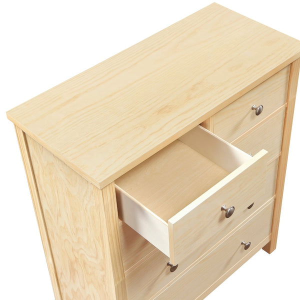 English Elm 5-drawers Pine Veneer Chest with Chrome Knobs Vertical Bedroom Storage Organizer B011P473069