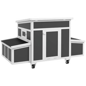 English Elm Pet Rabbit Hutch Two Story Fir Wood Cage with Rolling Casters and Pull Out Tray T3971P436517